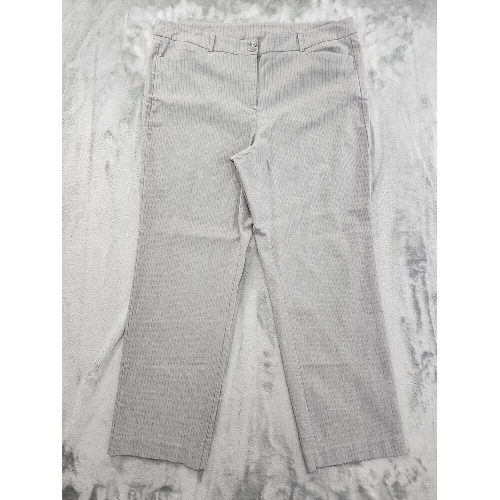 Lane Bryant Striped High Rise Slim Leg Ankle Pants Size 22 Gray‎ Stretch Office